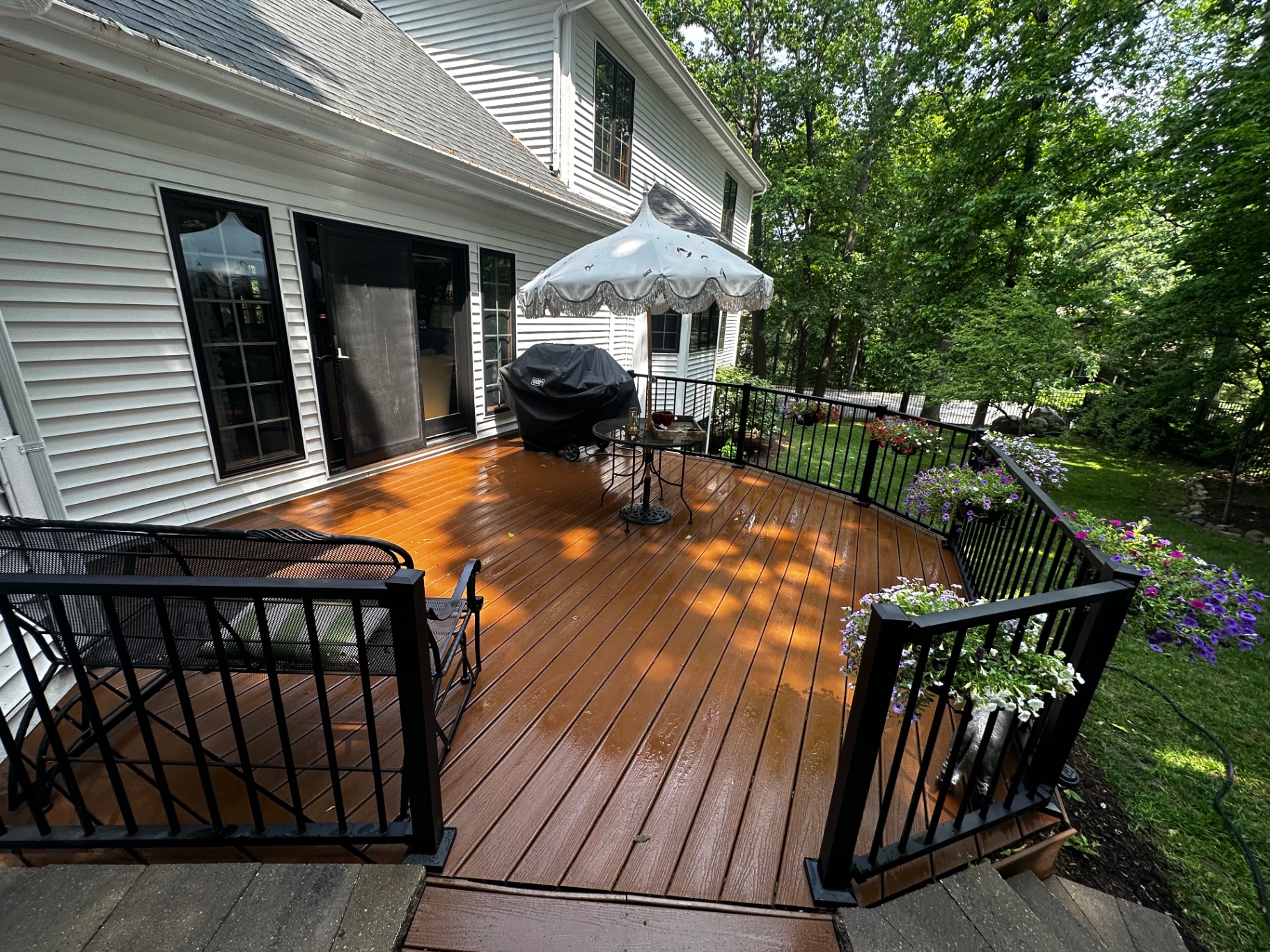Deck after pressure washing